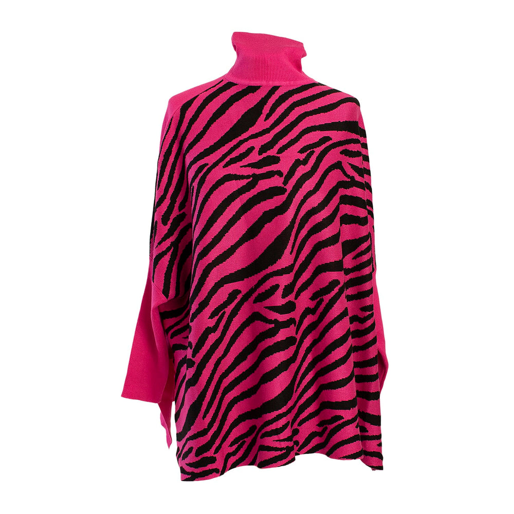 Wild Flower Viscose Zebra Jumper (Size 8 to 16) - Pink & Black