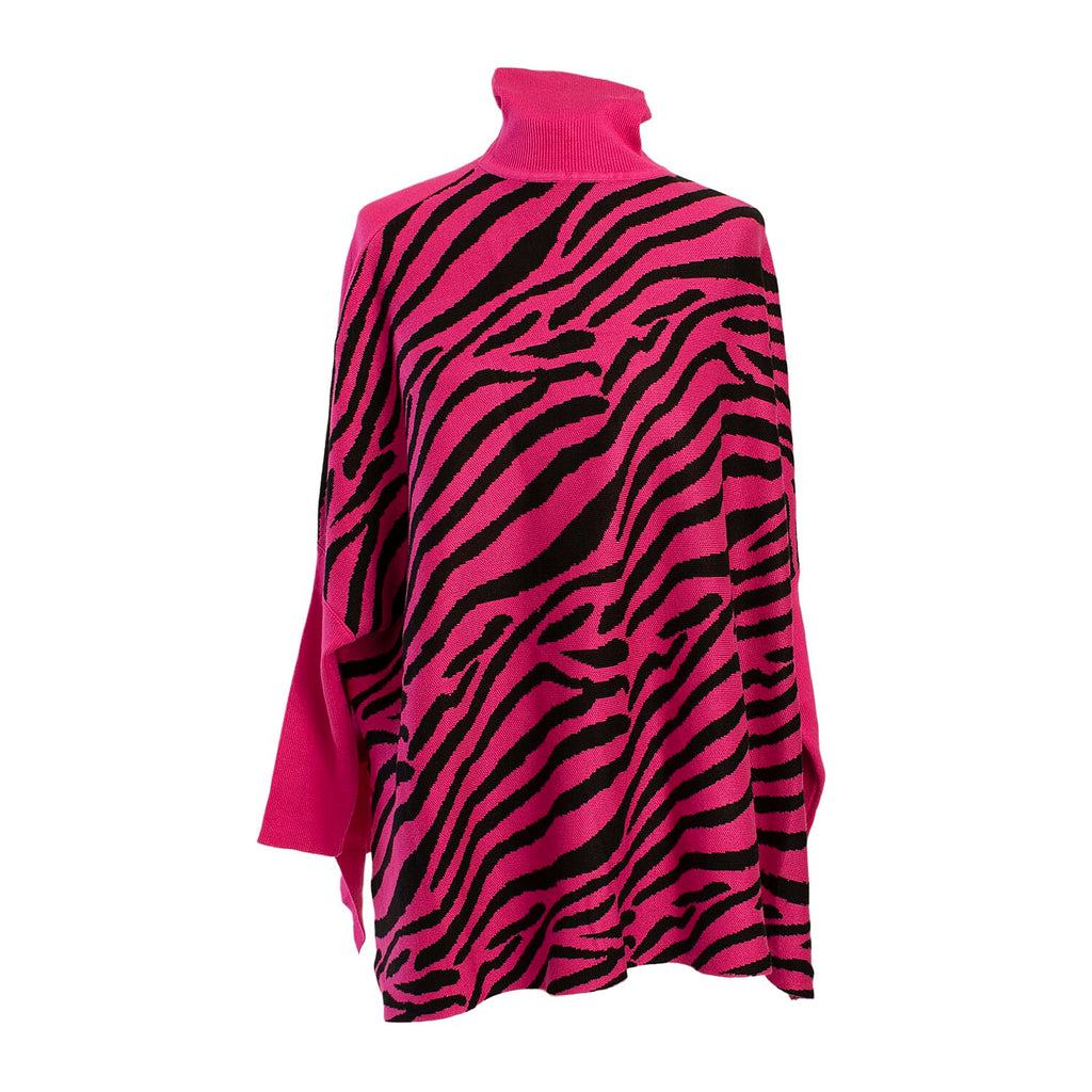 Wild Flower Viscose Zebra Jumper (Size 8 to 16) - Pink & Black