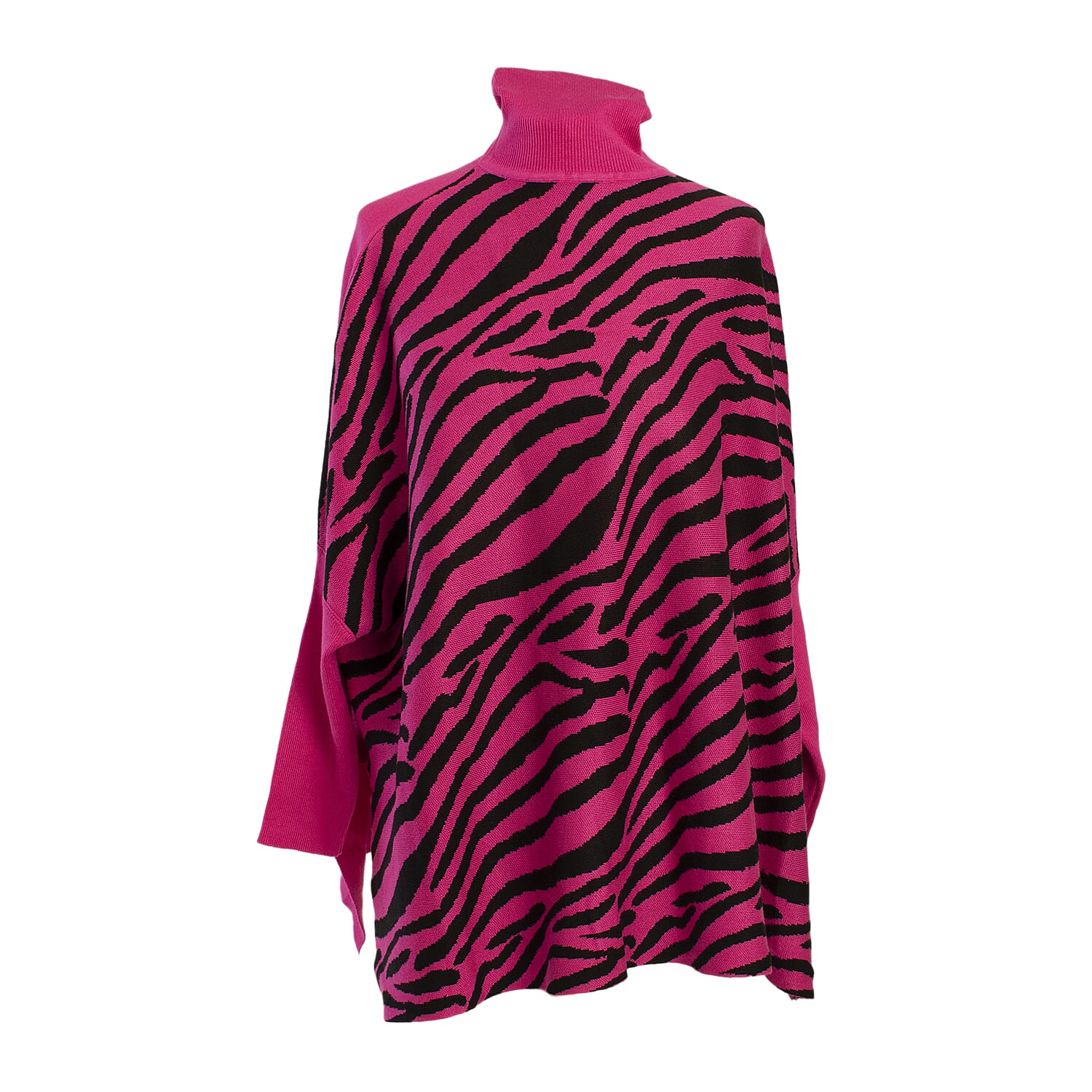 Wild Flower Viscose Zebra Jumper (Size 8 to 16) - Pink & Black