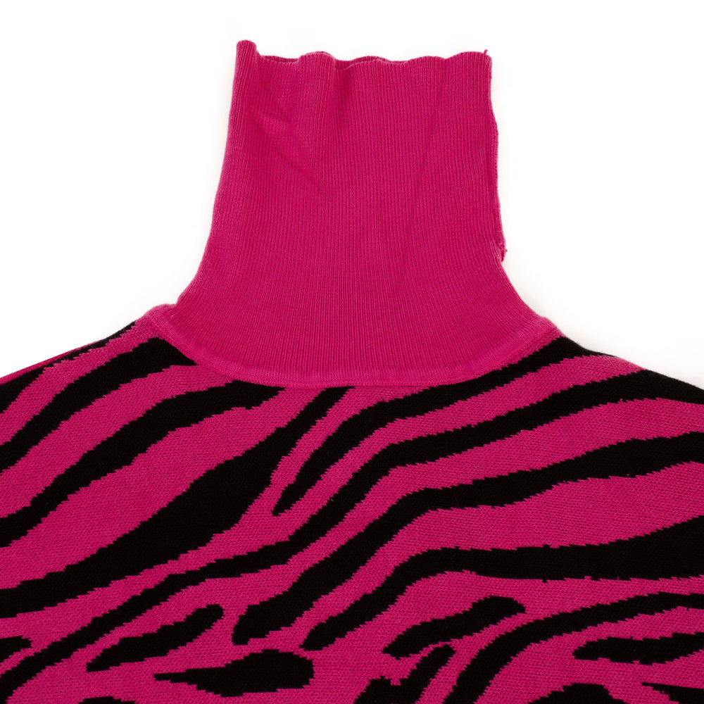 Wild Flower Women’s Zebra Print Roll Neck Poncho Jumper with Relaxed Fit