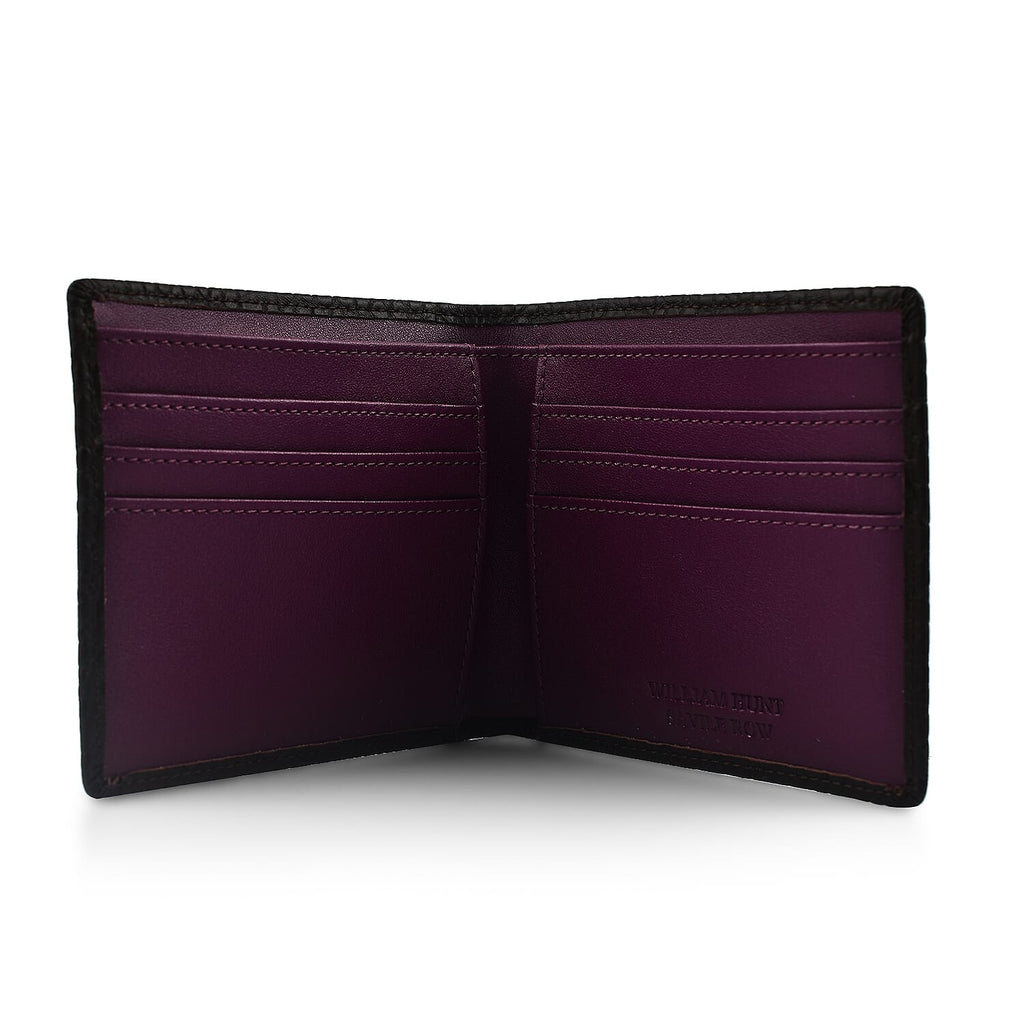 William Hunt Genuine Leather Double Fold Mens Wallet - Black