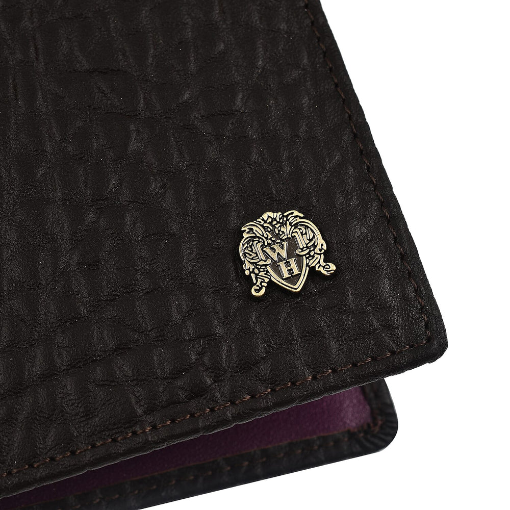 William Hunt - Genuine Leather Pebble Textured Double Fold Mens Wallet - Brown