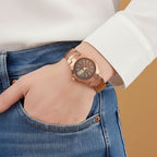 William Hunt Lab Grown Diamond Ladies Tungsten Carbide Case Watch - Coffee Colour