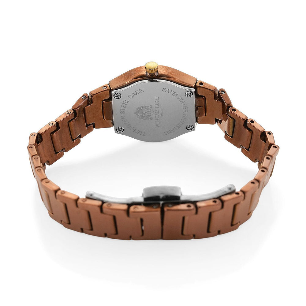 William Hunt Lab Grown Diamond Ladies Tungsten Carbide Case Watch - Coffee Colour