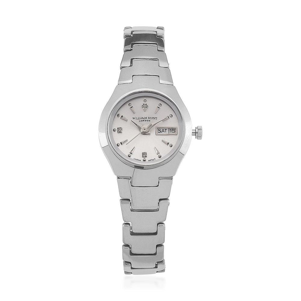 William Hunt Lab Grown Diamond Ladies Tungsten Carbide Case Watch - Silver Colour