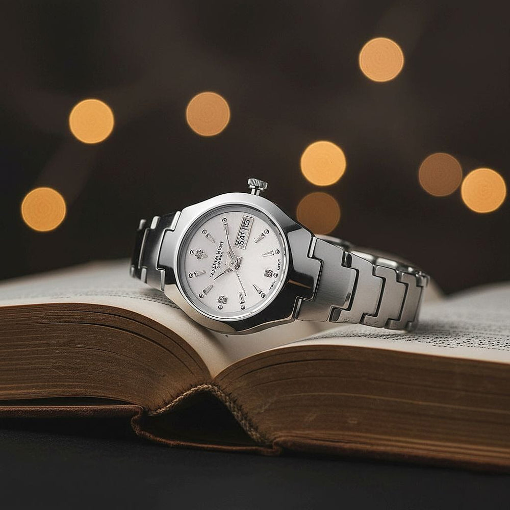 William Hunt Lab Grown Diamond Ladies Tungsten Carbide Case Watch - Silver Colour