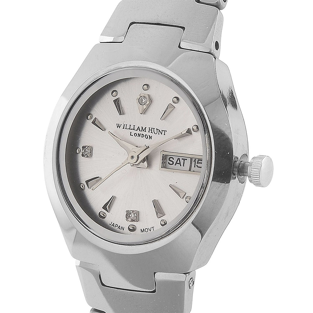 William Hunt Lab Grown Diamond Ladies Tungsten Carbide Case Watch - Silver Colour