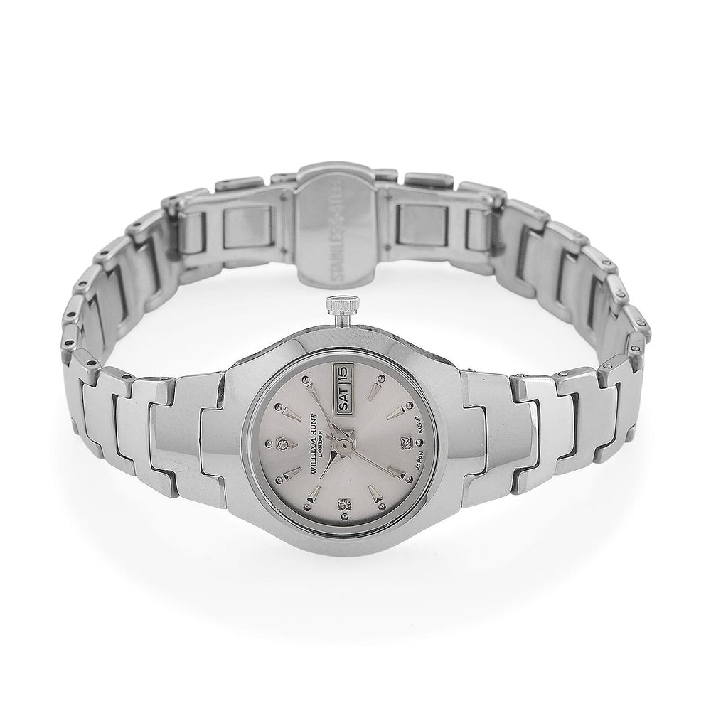 William Hunt Lab Grown Diamond Ladies Tungsten Carbide Case Watch - Silver Colour