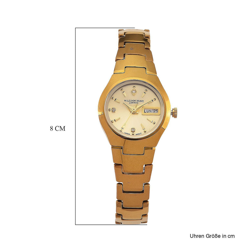 William Hunt Lab Grown Diamond Ladies Tungsten Carbide Case Watch - Gold Colour