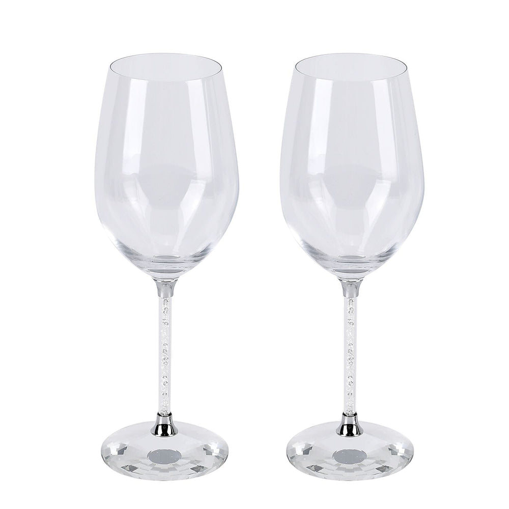 Set of 2 Wine Glass with Crystals Filled (Size 24x6x8 cm)