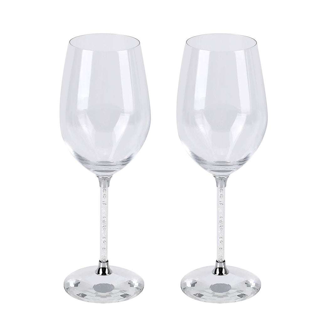 Set of 2 Wine Glass with Crystals Filled (Size 24x6x8 cm)