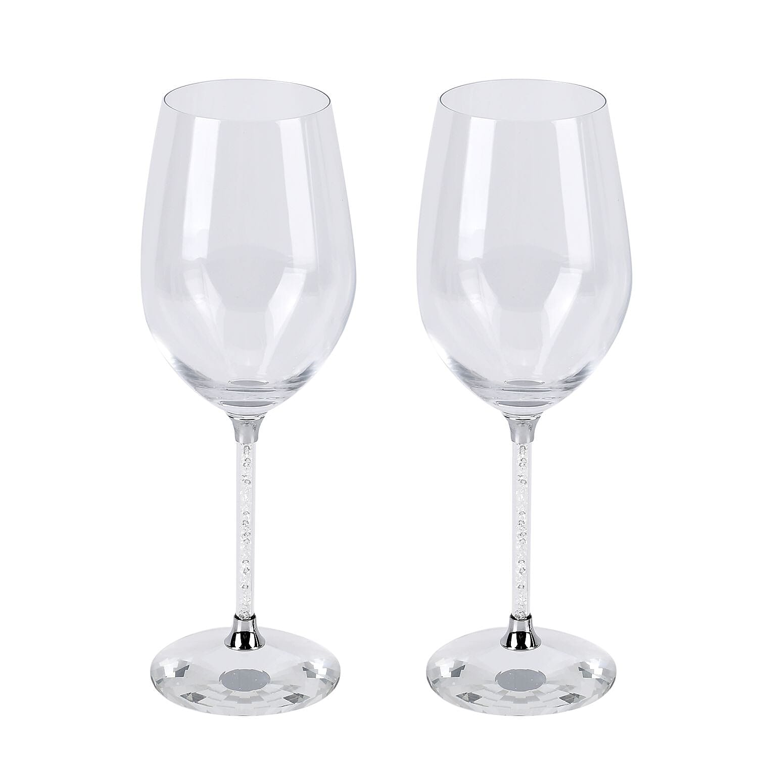 Set of 2 Wine Glass with Crystals Filled (Size 24x6x8 cm)