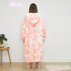 Brand New -Extra Long Tie Die Hoodie blanket (One Size) - Blush