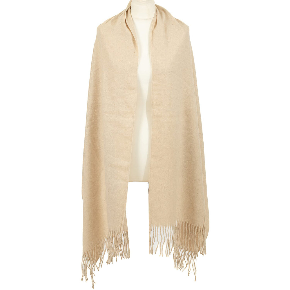 Winter Special - Wool Like Tassel Scarf (One Size) - Beige