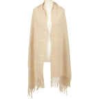 Winter Special - Wool Like Tassel Scarf (One Size) - Beige