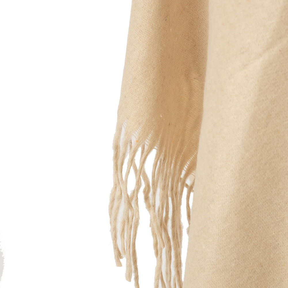 Winter Special - Wool Like Tassel Scarf (One Size) - Beige