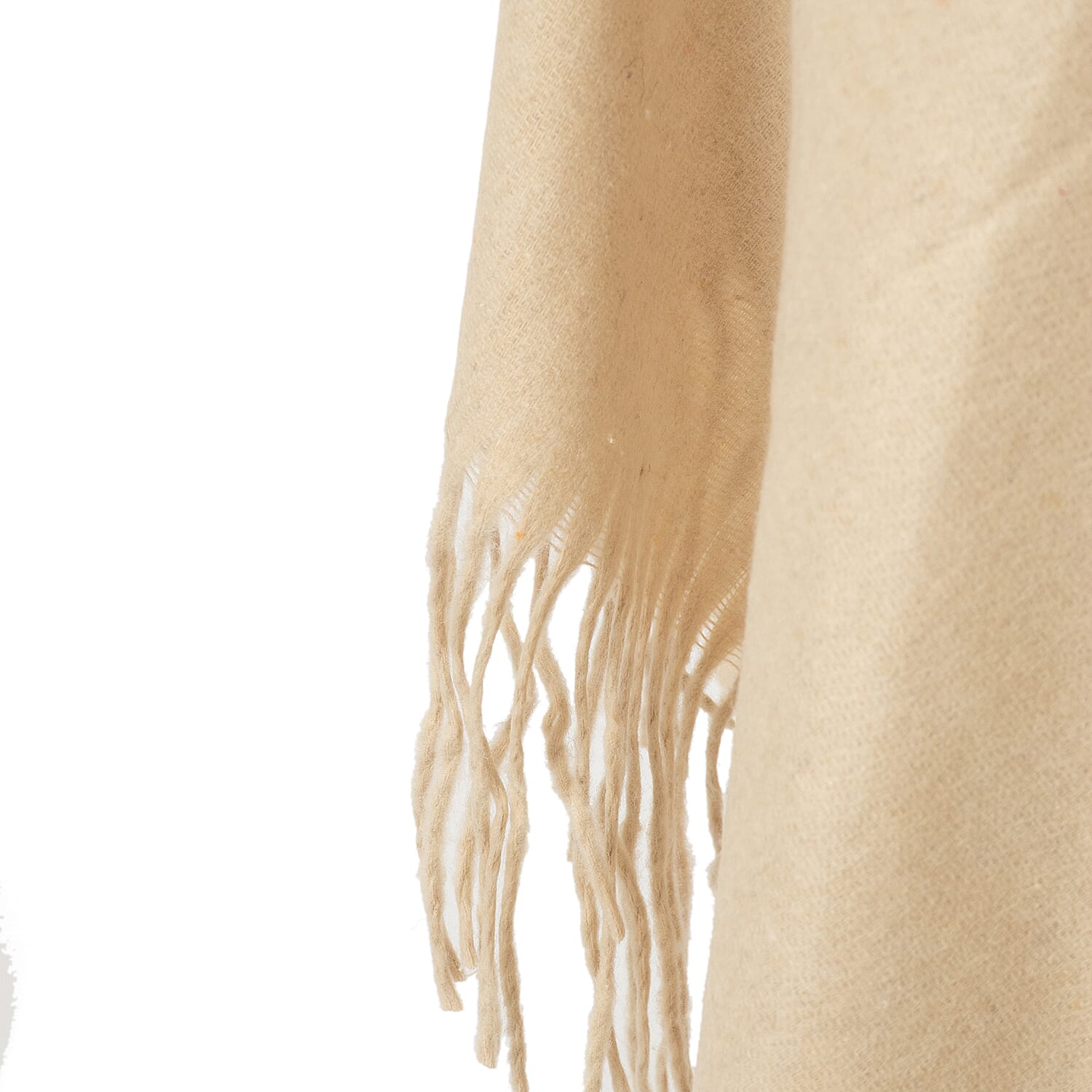 Winter Special - Wool Like Tassel Scarf (One Size) - Beige