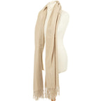 Winter Special - Wool Like Tassel Scarf (One Size) - Beige