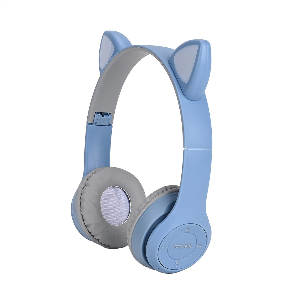 Bluetooth Wireless Cat Ears Headphone with Light - Blue - 3hr Charge