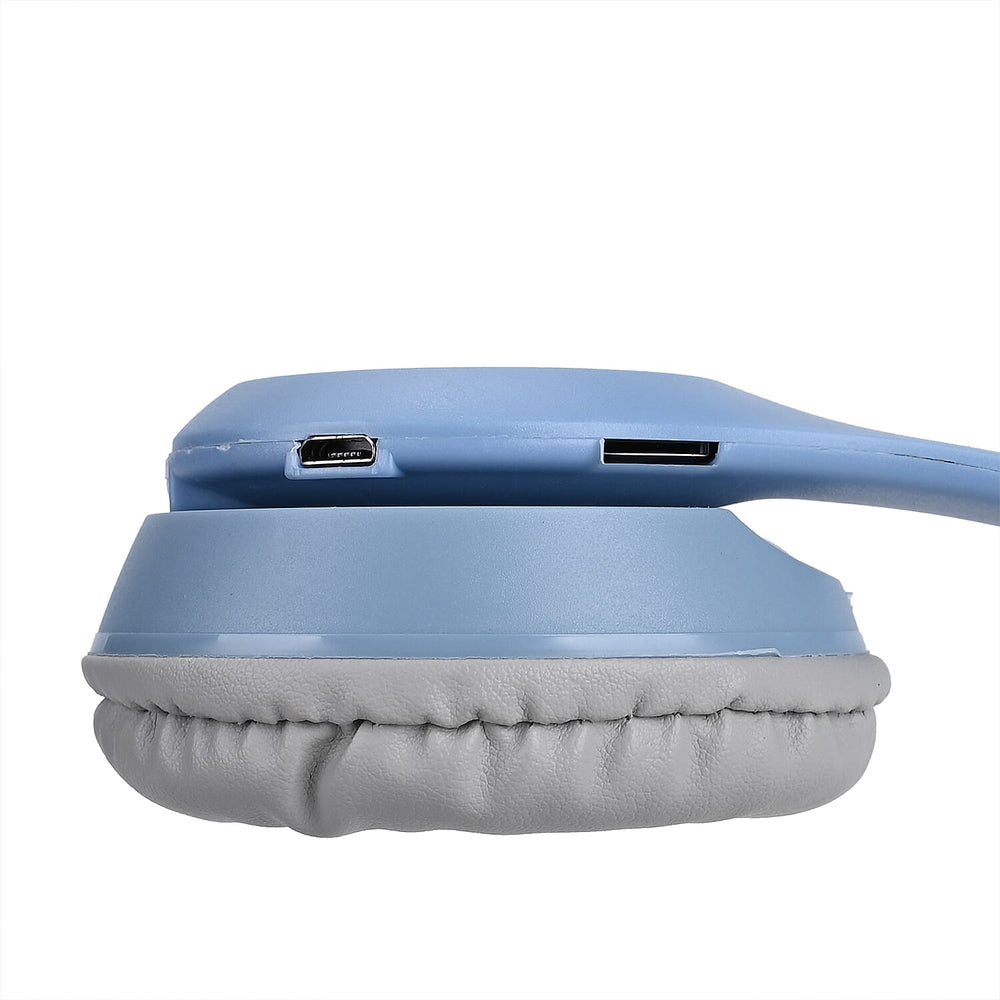 Bluetooth Wireless Cat Ears Headphone with Light - Blue - 3hr Charge