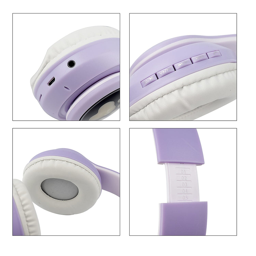 Wireless Headphone with LED Lights - Purple