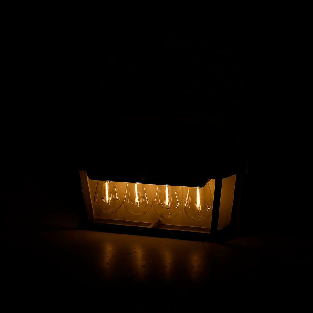 Solar Sensor Lamp with 4 Bulbs (Battery 1200mAh) - Black