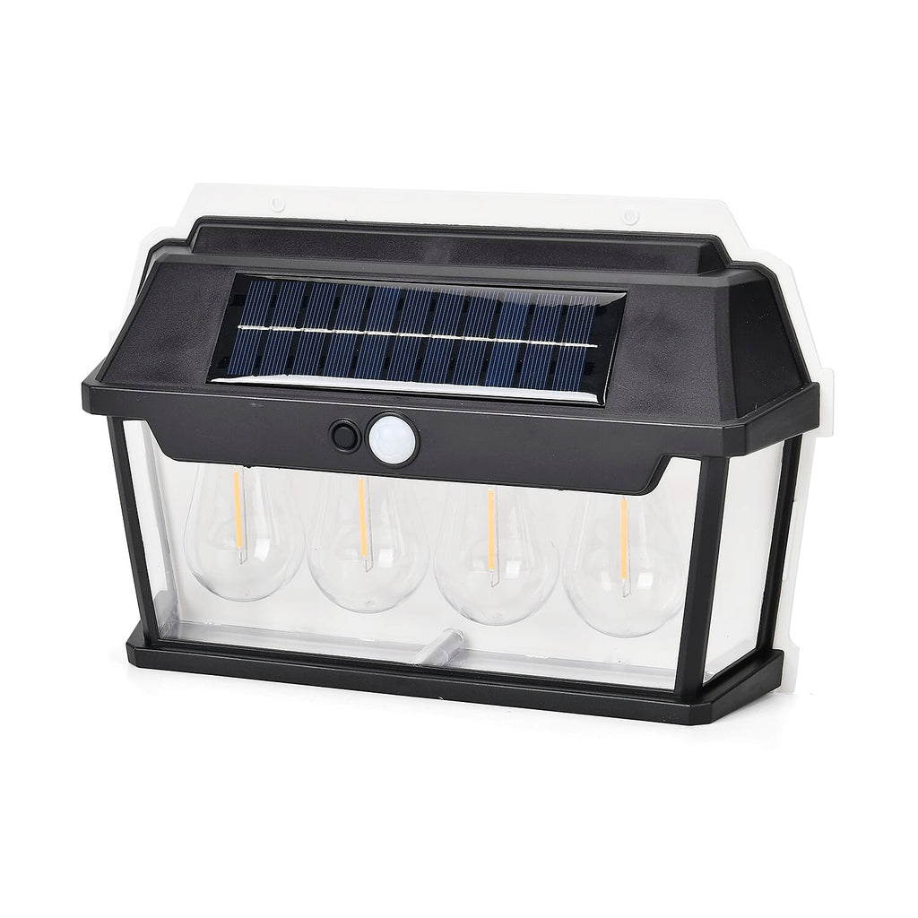 Solar Sensor Lamp with 4 Bulbs (Battery 1200mAh) - Black