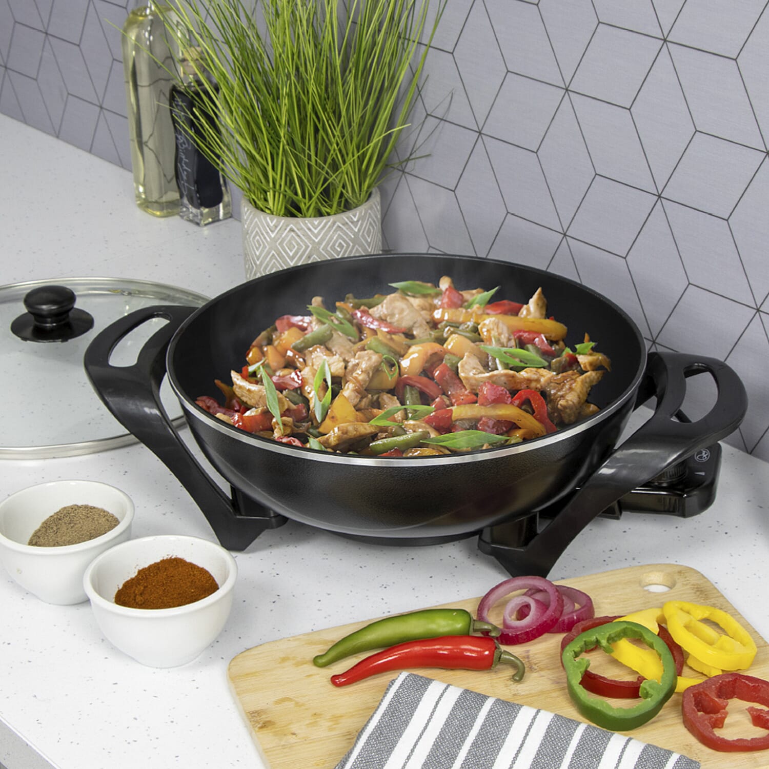 Quest Electric Non-Stick Wok with Rapid Heating Technology - 1500W