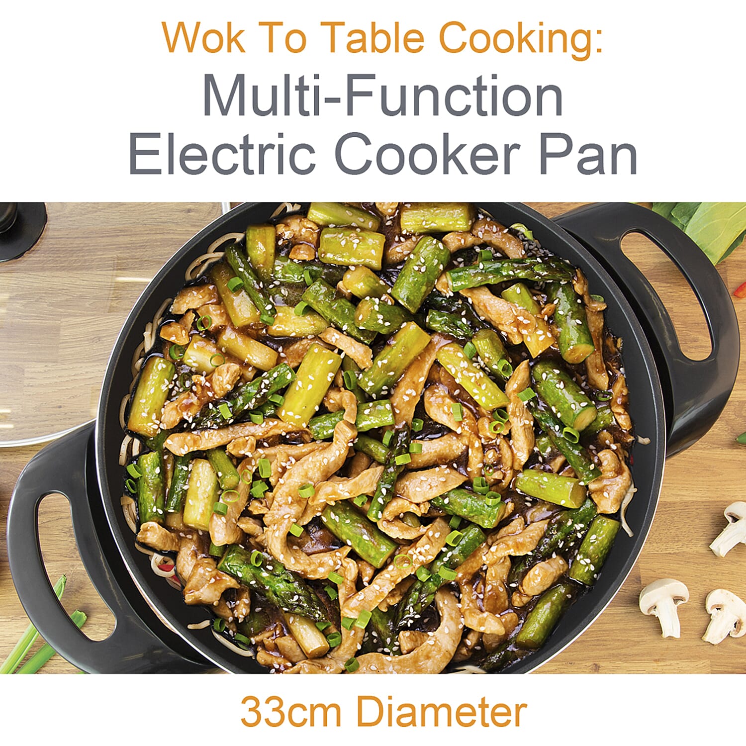Quest Electric Non-Stick Wok with Rapid Heating Technology - 1500W