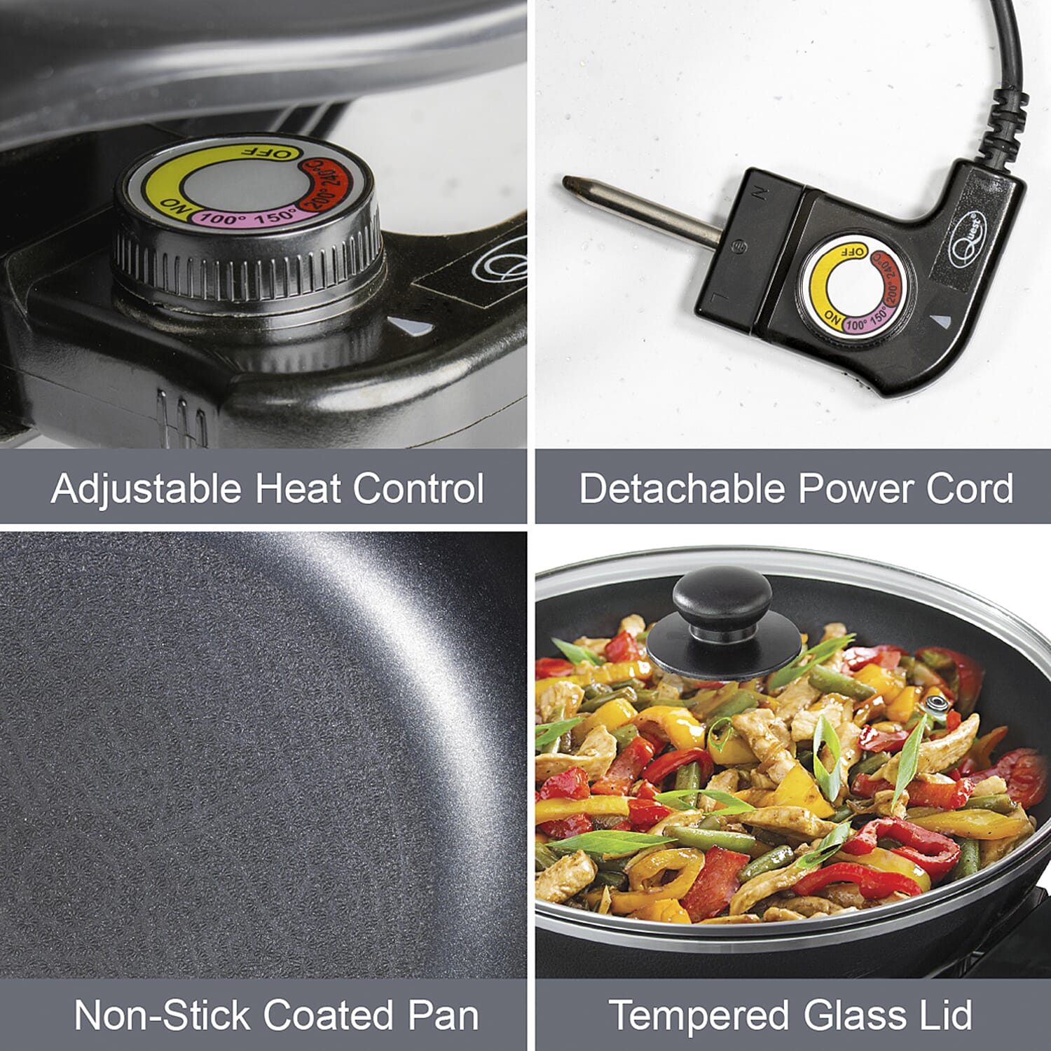 Quest Electric Non-Stick Wok with Rapid Heating Technology - 1500W