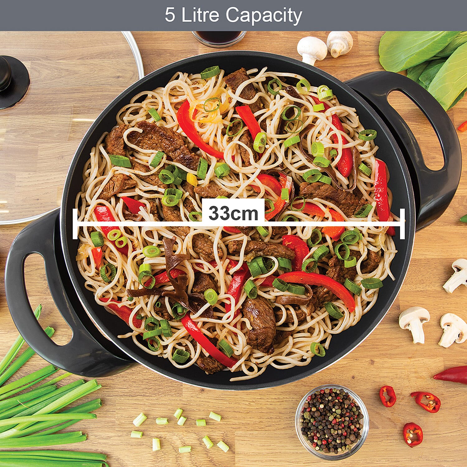 Quest Electric Non-Stick Wok with Rapid Heating Technology - 1500W