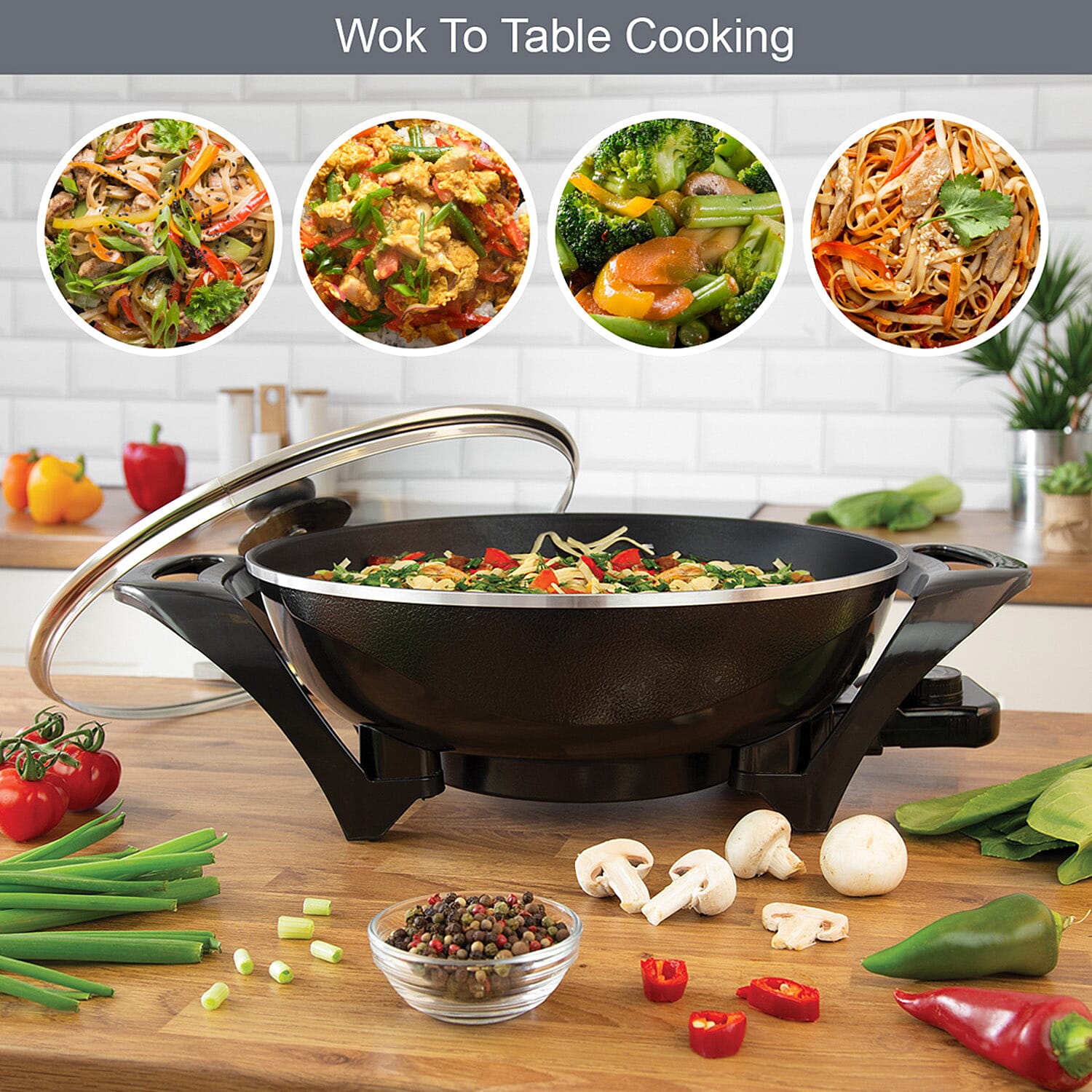 Quest Electric Non-Stick Wok with Rapid Heating Technology - 1500W