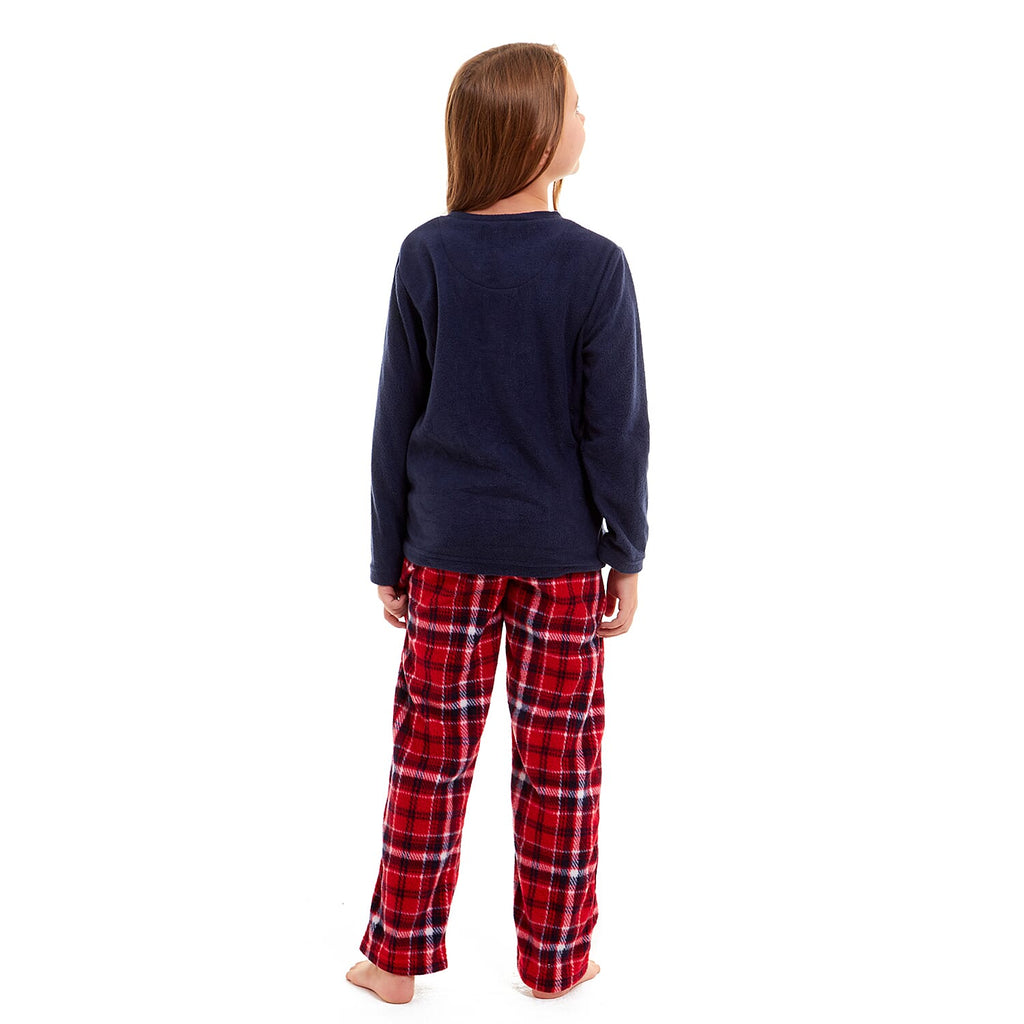 Womens Bear Micro Fleece Pyjamas with Applique Top & Printed Trouser (Size 1-3) - Navy