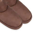 Womens Comfy Winter Bootie Slippers with Bow - Dark Brown (Size 3)