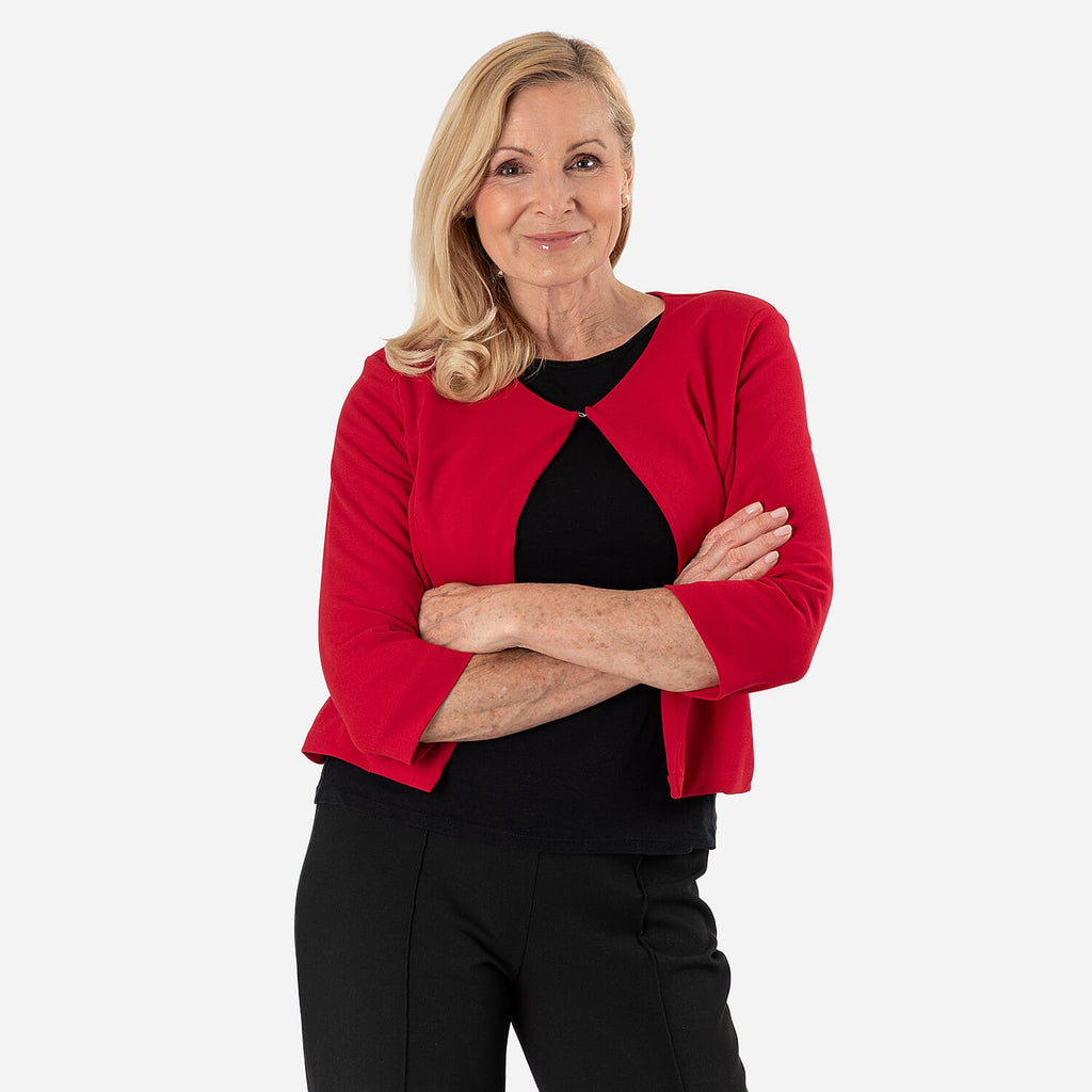 Anonymous Crepe Bolero (Size 20) - Red