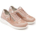 Womens Lace-Up Platform TRAINERS with Side Zipper Size 3 Rose