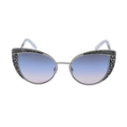 Womens Cat Eye Sunglasses with Silver Colour Crystal Encrusted Lenses