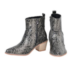 Snake Skin Pattern Winter Boots (Size 3) - Pewter