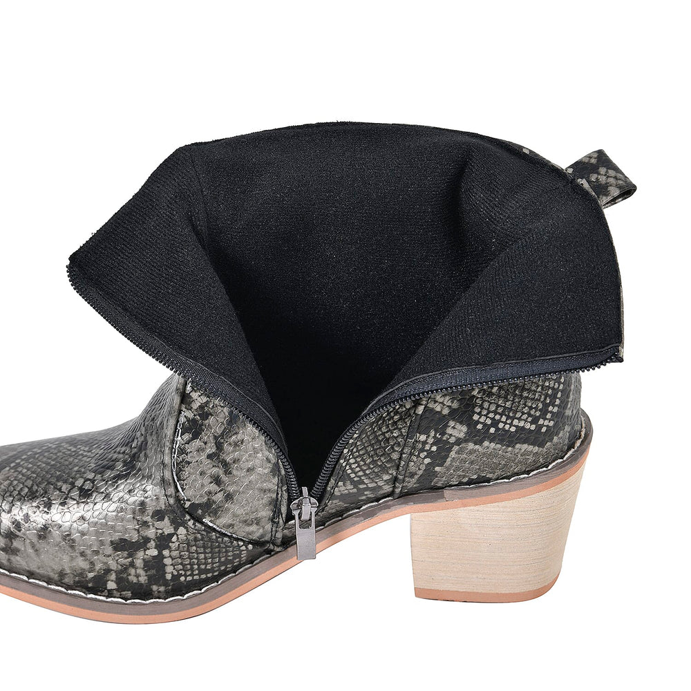 Snake Skin Pattern Winter Boots (Size 3) - Pewter