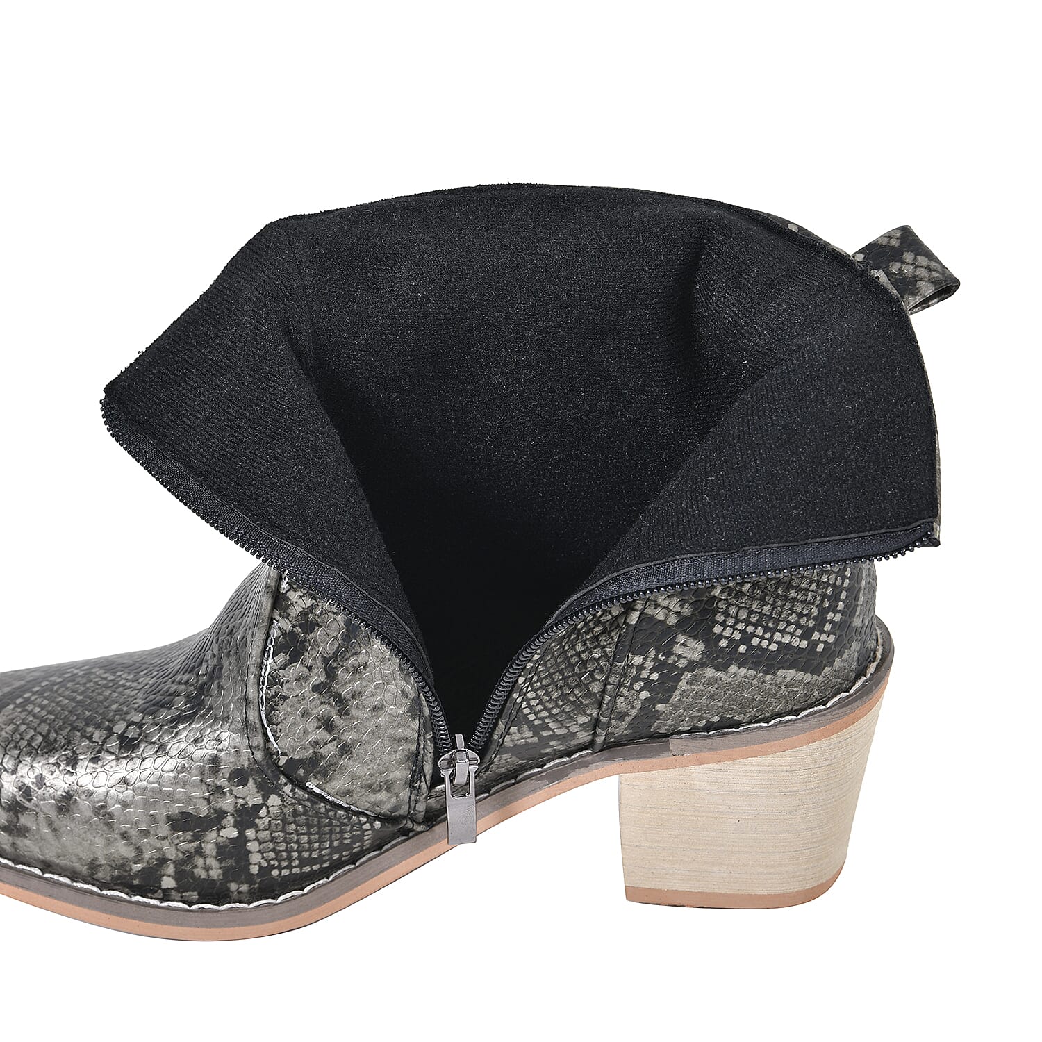 Snake Skin Pattern Winter Boots (Size 3) - Pewter