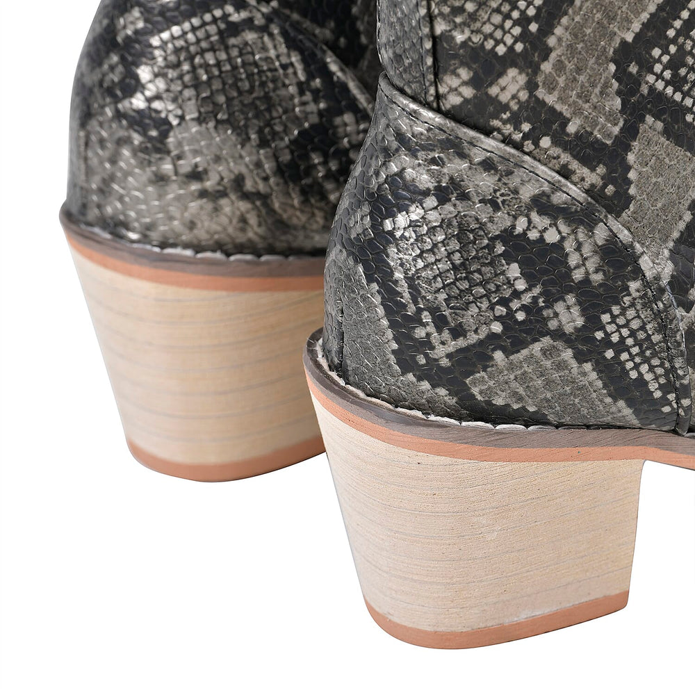 Snake Skin Pattern Winter Boots (Size 3) - Pewter