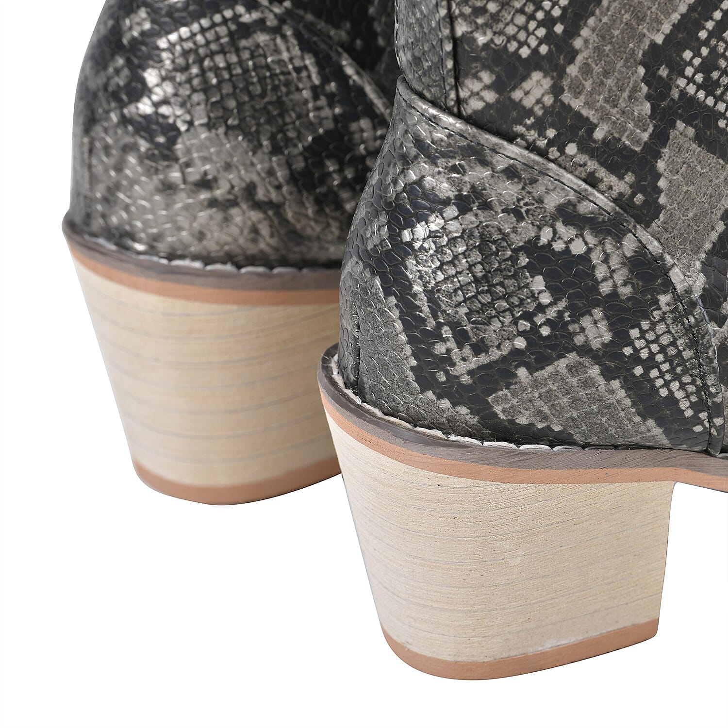 Snake Skin Pattern Winter Boots (Size 3) - Pewter