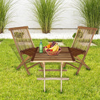 Bali Collection - Set of Two Handmade Wooden Folding Chairs (Size-90x47x40x34 Cm) and a Square Table (Size 61 Cm)