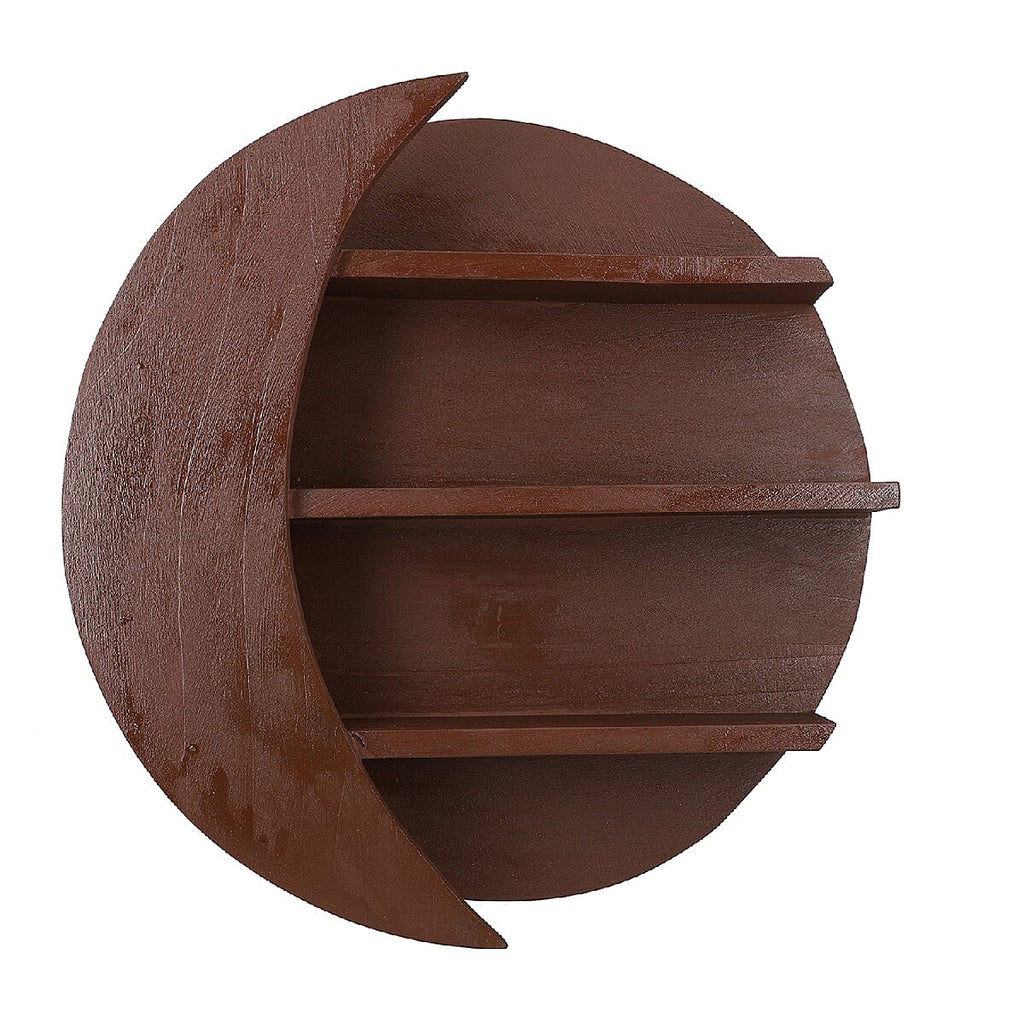 Wooden Wall Jewellery Organiser in Sun - Moon Shape - Cader Brown