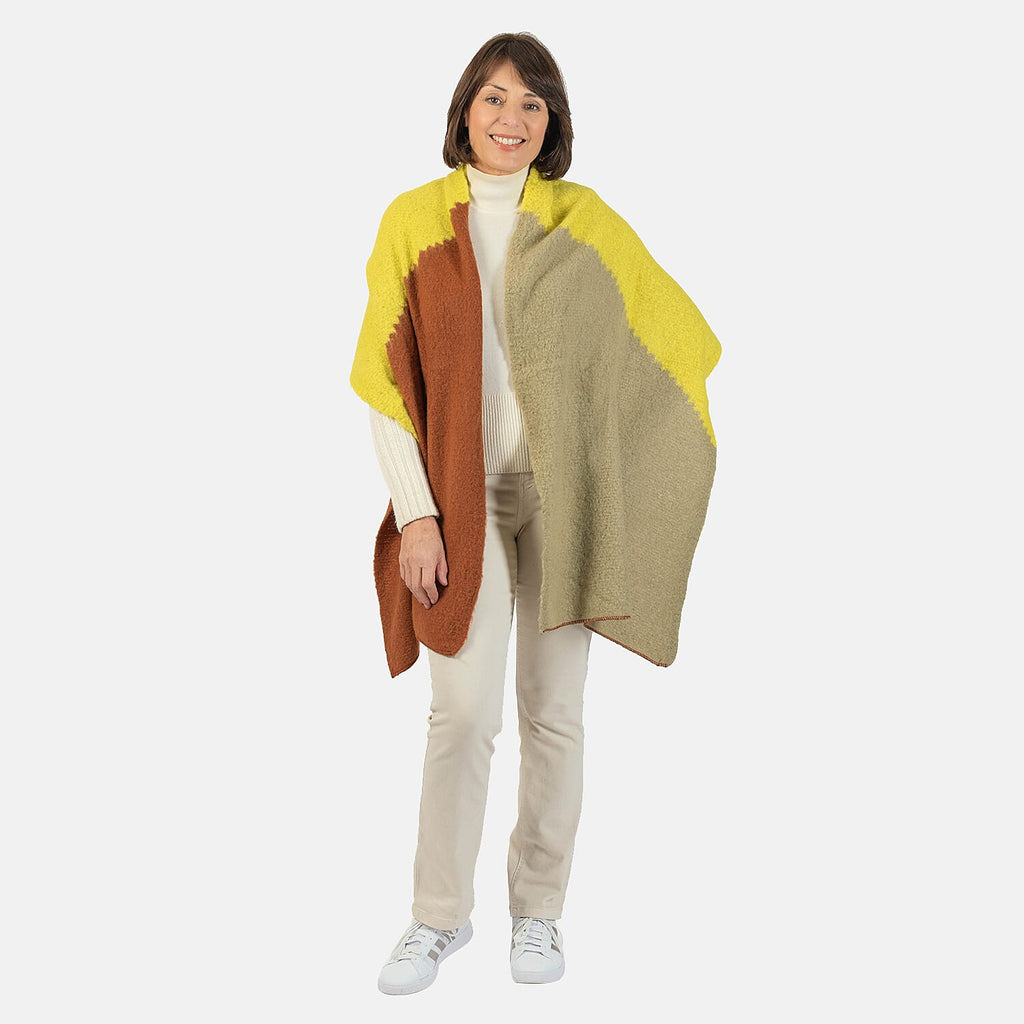 Wool Blend Diagonal Knitted Scarf - Lime Green