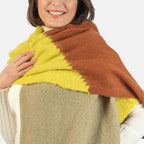 Wool Blend Diagonal Knitted Scarf - Lime Green