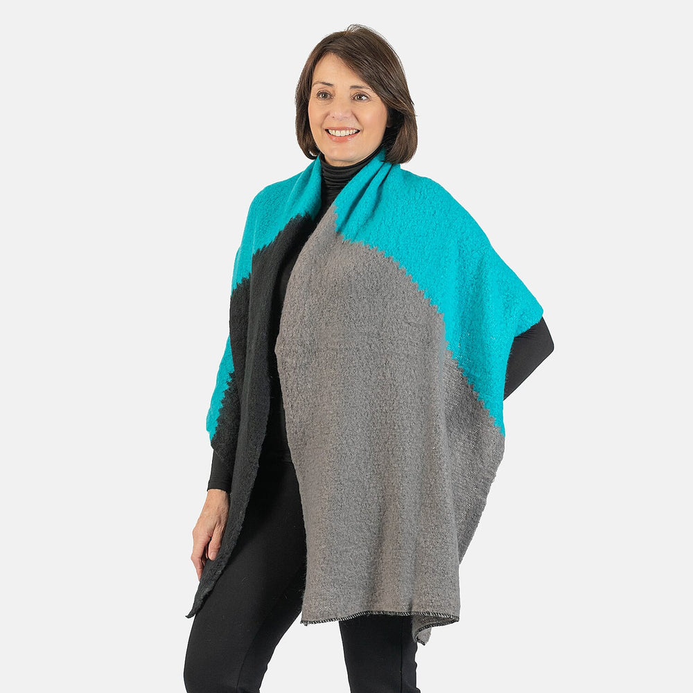 Wool Blend Diagonal Knitted Scarf - Lime Green