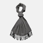 100% Wool Tassel Scarf (Size 160x30 cm) - Dark Grey