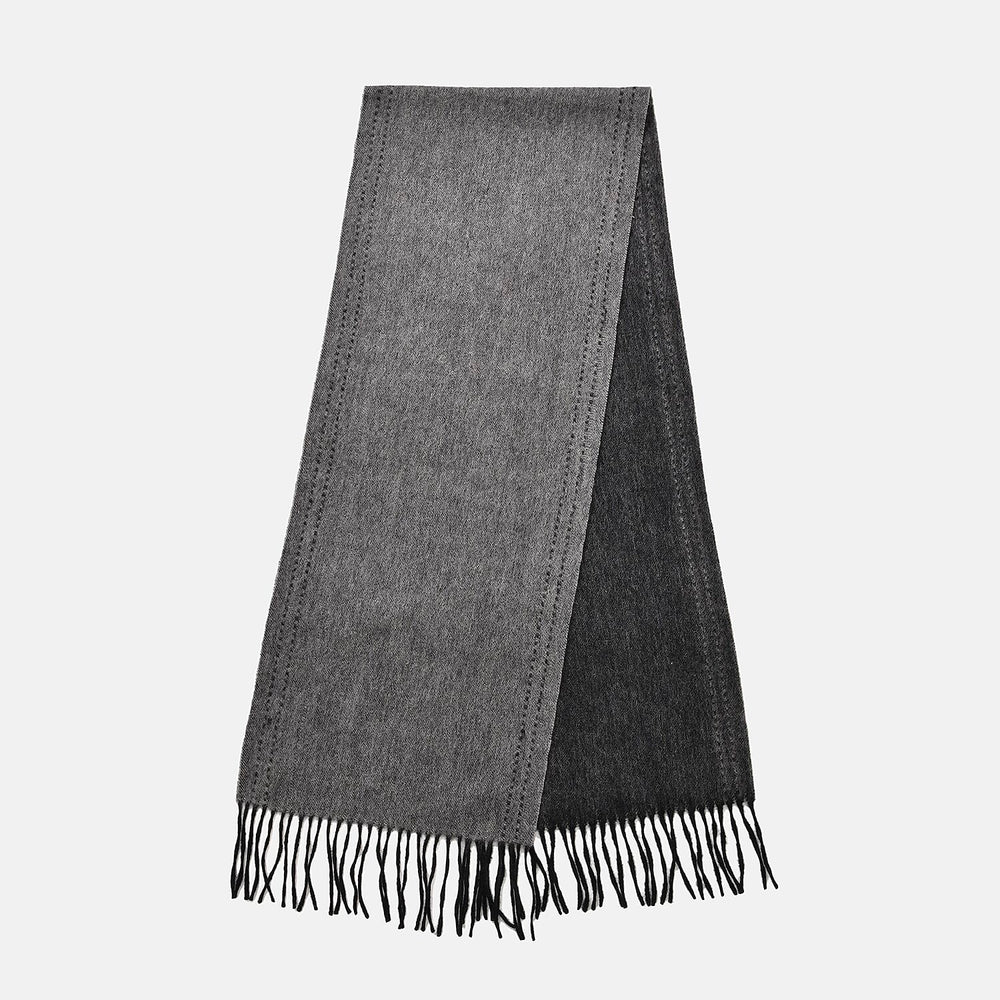 100% Wool Tassel Scarf (Size 160x30 cm) - Dark Grey