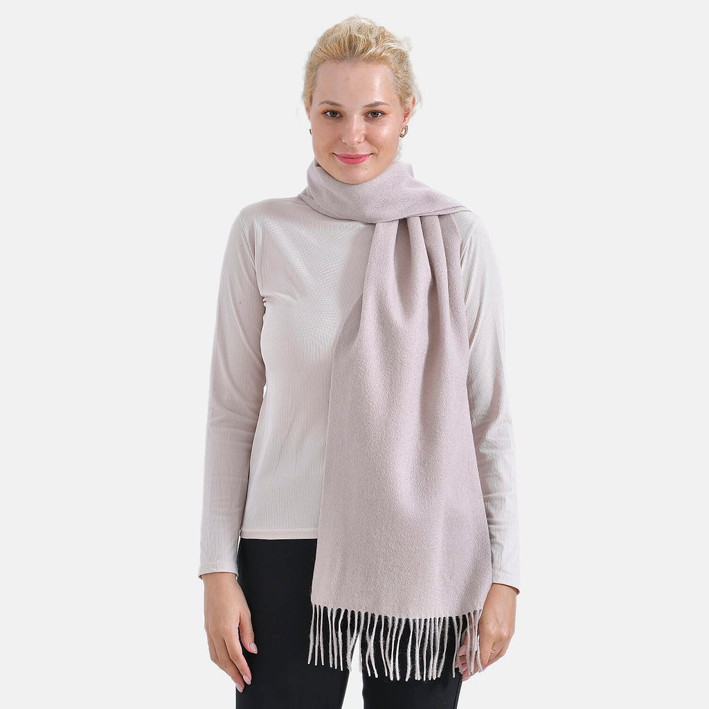100% Wool Solid Warm Scarf (Size 160x30 cm) - Grey
